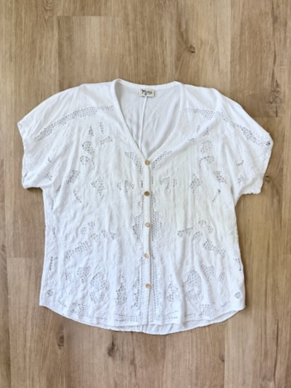 SMYM Tully Tunic Lace Crochet Top White L